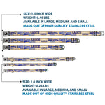 Dog Bone Black/Silver Seatbelt Buckle Collar - SAUCE Typography Collage Tan/White/Blue