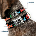 Load image into Gallery viewer, Dog Bone Black/Silver Seatbelt Buckle Collar - SNATCHED Script Black/Multi Color