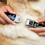 Dog Bone Black/Silver Seatbelt Buckle Collar - SNATCHED Script Black/Multi Color