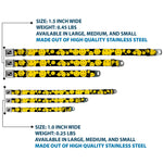 Dog Bone Black/Silver Seatbelt Buckle Collar - Smiley Face Splatter Scattered Black/Yellow