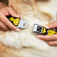Load image into Gallery viewer, Dog Bone Black/Silver Seatbelt Buckle Collar - Smiley Face Splatter Scattered Black/Yellow
