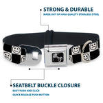 Dog Bone Black/Silver Seatbelt Buckle Collar - Smiley Sad Face Checker Black/White