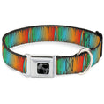Load image into Gallery viewer, Dog Bone Black/Silver Seatbelt Buckle Collar - Scribble Zarape Fade Brown/Multi Color