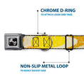 Load image into Gallery viewer, Dog Bone Black/Silver Seatbelt Buckle Collar - Spots Stacked Weathered Yellows/Browns