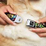 Dog Bone Black/Silver Seatbelt Buckle Collar - Slang Verbiage Stacked Black/Multi Color