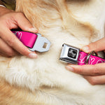 Dog Bone Black/Silver Seatbelt Buckle Collar - SLAY QUEEN Bubble Text Pink/White