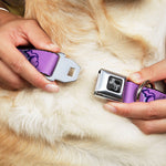 Dog Bone Black/Silver Seatbelt Buckle Collar - Michigan Outline 4-Color Wave Repeat Lavender/Purples