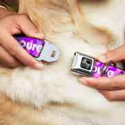 Dog Bone Black/Silver Seatbelt Buckle Collar - PURE DETROIT Text Camo Pinks/Purples/White