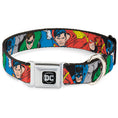 Load image into Gallery viewer, DC Round Logo Black/Silver Seatbelt Buckle Collar - Justice League Superheroes CLOSE-UP New