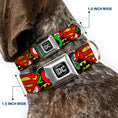 Load image into Gallery viewer, DC Round Logo Black/Silver Seatbelt Buckle Collar - Justice League Stacked Logos