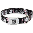 Load image into Gallery viewer, DC Round Logo Black/Silver Seatbelt Buckle Collar - Batgirl/Wonder Woman/Supergirl Retro Panels Black/Pink/White