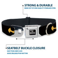 Load image into Gallery viewer, DC LEAGUE OF SUPER-PETS Logo Full Color Black/White Seatbelt Buckle Collar - DC League of Super-Pets Batman Bat Logo Black/Yellow