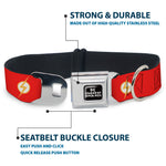 DC LEAGUE OF SUPER-PETS Logo Full Color Black/White Seatbelt Buckle Collar - DC League of Super-Pets Flash Bolt Logo Red/Yellow/White