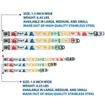 DC LEAGUE OF SUPER-PETS Logo Full Color Black/White Seatbelt Buckle Collar - DC League of Super-Pets Superhero with Pets and Logos Silhouette White/Multi Color