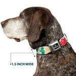 DC LEAGUE OF SUPER-PETS Logo Full Color Black/White Seatbelt Buckle Collar - DC League of Super-Pets Superhero with Pets and Logos Silhouette White/Multi Color
