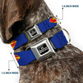 Load image into Gallery viewer, DC LEAGUE OF SUPER-PETS Logo Full Color Black/White Seatbelt Buckle Collar - DC League of Super-Pets Superman Shield Logo Blue/Red/Yellow
