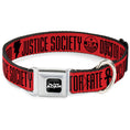Load image into Gallery viewer, DC BLACK ADAM Title Logo Full Color Black/White Seatbelt Buckle Collar - Black Adam JUSTICE SOCIETY Icons and Text Red/Black