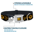 Load image into Gallery viewer, BLACK ADAM Title Logo Full Color Black/Yellows Seatbelt Buckle Collar - Black Adam Justice Society Icons Black/Orange