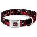 Load image into Gallery viewer, Deadpool Logo Full Color Black/Red/White Seatbelt Buckle Collar - Deadpool 2-Action Poses/Splatter Logo Black/Red/White