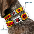 Load image into Gallery viewer, Deadpool Logo CLOSE-UP Full Color Black/Red/White Seatbelt Buckle Collar - DEADPOOL'S CHIMICHANGAS Flames Yellow/Black/Red