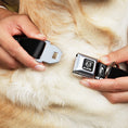 Load image into Gallery viewer, Ram Shield Logo Full Color Black/White Seatbelt Buckle Collar - RAM Shield Logo/Bold Text Black/White