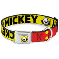 Load image into Gallery viewer, Mickey Smiling Up Pose Full Color Yellow/Black/White Seatbelt Buckle Collar - MICKEY Smiling Up Pose Flip/Buttons Yellow/Black/Red