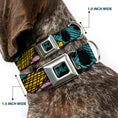 Load image into Gallery viewer, Nightmare Before Christmas SALLY Text Full Color Black/Teal Seatbelt Buckle Collar - Nightmare Before Christmas Sally Dress Patchwork
