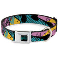 Load image into Gallery viewer, Nightmare Before Christmas SALLY Text Full Color Black/Teal Seatbelt Buckle Collar - Nightmare Before Christmas Sally Dress Patchwork