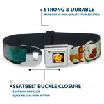 Simba2 CLOSE-UP Full Color Seatbelt Buckle Collar - Lion King Simba, Pumba & Timon Growing Up