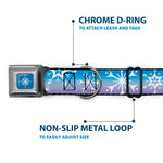 Frozen II Snowflake Full Color Blue/White Seatbelt Buckle Collar - Frozen II Snowflakes Blues/Purples/White