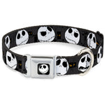 Jack Smile Full Color Seatbelt Buckle Collar - Nightmare Before Christmas Jack Expressions Gray