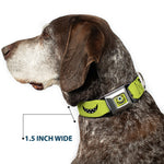 Monsters Inc. Mike Smiling Face Full Color Greens/Black/White Seatbelt Buckle Collar - Monsters Inc. Mike 4-Icons Greens/Black/White