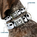 Jack Expression2 Full Color Seatbelt Buckle Collar - Nightmare Before Christmas 7-Jack Expressions CLOSE-UP Black/White