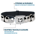Load image into Gallery viewer, Jack Expression2 Full Color Seatbelt Buckle Collar - Nightmare Before Christmas 7-Jack Expressions CLOSE-UP Black/White