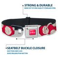 Load image into Gallery viewer, Disney's LILO & STITCH Title Logo Full Color Red/White Seatbelt Buckle Collar - Lilo & Stitch Bounding Lilo Dress Leaves Red/Ivory