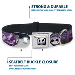 Jack Expression6 Full Color Seatbelt Buckle Collar - Jack Expressions/Ghosts in Cemetery Purples/Grays/White
