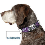 Jack Expression6 Full Color Seatbelt Buckle Collar - Jack Expressions/Ghosts in Cemetery Purples/Grays/White
