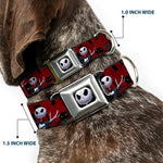 Jack Expression6 Full Color Seatbelt Buckle Collar - Nightmare Before Christmas 3-Jack Poses/Peeping Eyes Burgundy/Black/Yellow