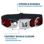 Jack Expression6 Full Color Seatbelt Buckle Collar - Nightmare Before Christmas 3-Jack Poses/Peeping Eyes Burgundy/Black/Yellow