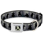 Oogie Boogie CLOSE-UP Full Color Seatbelt Buckle Collar - Oogie Boogie Silhouette Poses Gray/Black