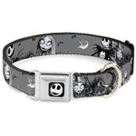 Jack Expression7 Full Color Seatbelt Buckle Collar - NBC Jack & Sally Cemetery Scene Gray/Black/White