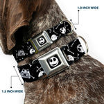 Jack Expressions/Bones Scattered Full Color Black/White Seatbelt Buckle Collar - Jack Expressions/Bones Scattered Black/White