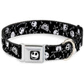 Load image into Gallery viewer, Jack Expressions/Bones Scattered Full Color Black/White Seatbelt Buckle Collar - Jack Expressions/Bones Scattered Black/White