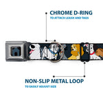 Dog House Full Color Black/Gray Seatbelt Buckle Collar - Disney Dogs 6-Dog Group Collage/Paws Gray/Black