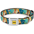 Load image into Gallery viewer, LUCA Logo Full Color Yellow/Black Seatbelt Buckle Collar - Luca The Piazza Poster Collage Stacked