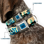 LUCA Logo Full Color Turquoise/Black Seatbelt Buckle Collar - Luca and Alberto Sea Monsters Underwater Silhouette Ombre/Black