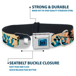 LUCA Logo Full Color Turquoise/Black Seatbelt Buckle Collar - Luca and Alberto Sea Monsters Underwater Silhouette Ombre/Black