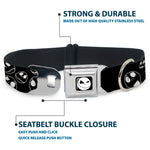 Jack Expression8 Full Color Seatbelt Buckle Collar - Jack Outline Expressions Scattered Black/White