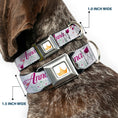 Load image into Gallery viewer, Disney Princess Crown Full Color Golds Seatbelt Buckle Collar - Frozen Anna Castle Pose with Flowers and Script Grays/Pinks