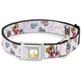 Load image into Gallery viewer, Disney Princess Crown Full Color Golds Seatbelt Buckle Collar - Sleeping Beauty Aurora Castle and Fairy Godmothers Pose with Script and Flowers White/Pinks
